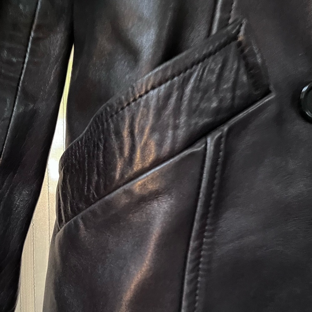 VINTAGE ANN TAYLOR Leather Blazer Jacket - Picture 6 of 7